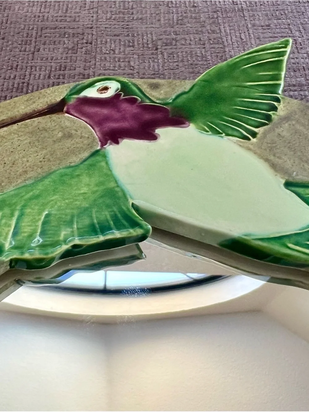 Vintage Mudpie Designs Taos NM Ceramic Hummingbird Mirror 3D Wall Plaque